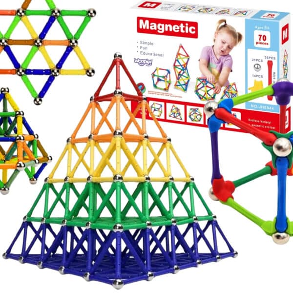 WOOPIE Klocki Magnetyczne Konstrukcyjne Układanka Kreatywna 70 el. - 001