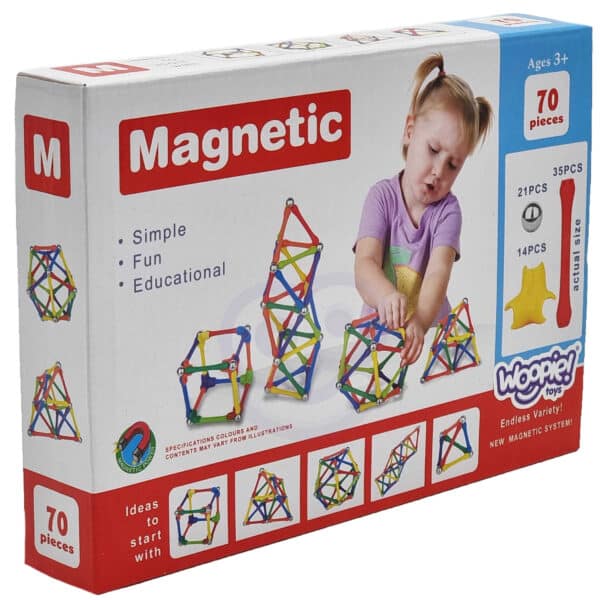 WOOPIE Klocki Magnetyczne Konstrukcyjne Układanka Kreatywna 70 el. - 009
