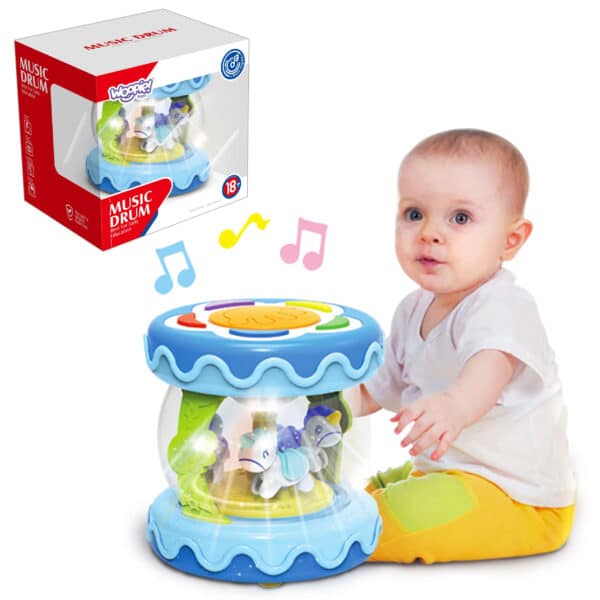 WOOPIE BABY Bębenek Pozytywka Projektor 3w1 Zabawka Muzyczna dla Niemowląt + Walec Roller do Nauki Raczkowania - 001