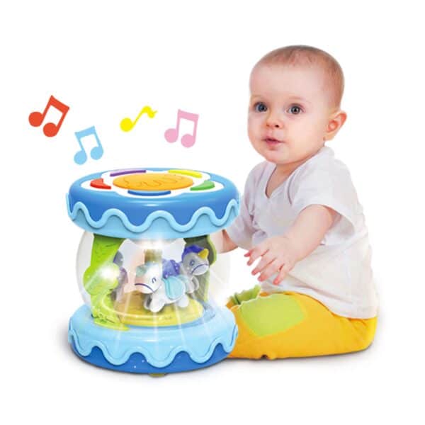 WOOPIE BABY Bębenek Pozytywka Projektor 3w1 Zabawka Muzyczna dla Niemowląt + Walec Roller do Nauki Raczkowania - 004