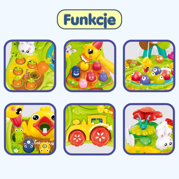 WOOPIE Stolik Edukacyjny Interaktywny 2w1 Gra Łowienie Rybek Młotek Sorter Dźwięk Światło - 002