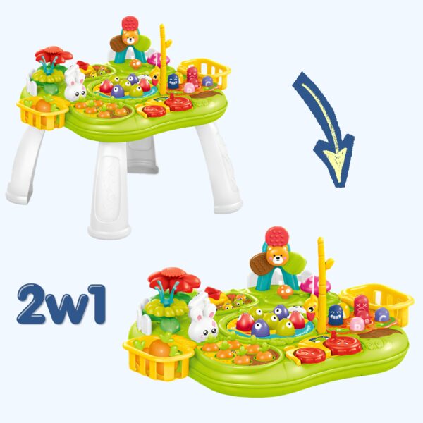 WOOPIE Stolik Edukacyjny Interaktywny 2w1 Gra Łowienie Rybek Młotek Sorter Dźwięk Światło - 003