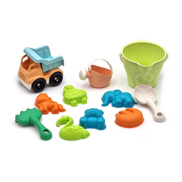 WOOPIE GREEN Zestaw do Piasku w Wiaderku z Samochodem 11 el. BIODEGRADOWALNY ORGANICZNY MATERIAŁ - 002