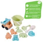 WOOPIE GREEN Zestaw do Piasku w Wiaderku z Samochodem 11 el. BIODEGRADOWALNY ORGANICZNY MATERIAŁ - 006