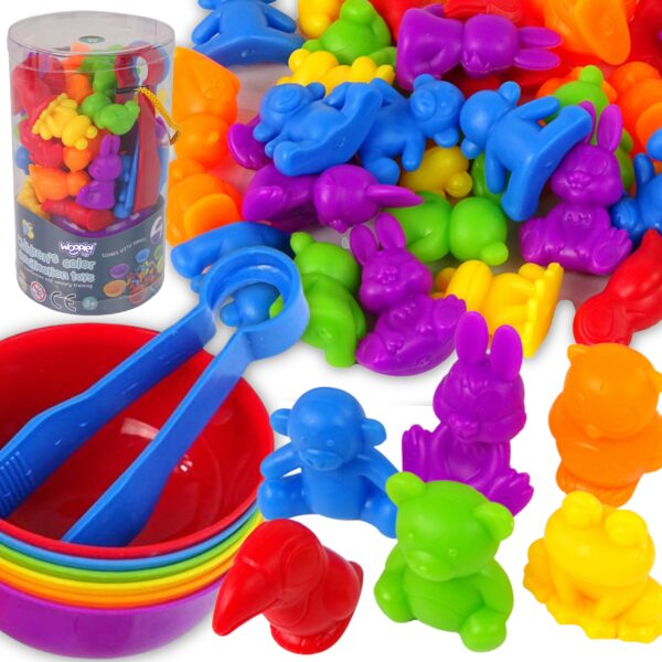WOOPIE Gra Edukacyjna Montessori Sorter Kolorów Zwierzęta 44 el. - 001