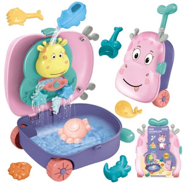WOOPIE Zestaw do Piasku 3w1 Walizka  Jelonek + Zabawka Wodna - 001