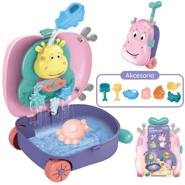 WOOPIE Zestaw do Piasku 3w1 Walizka  Jelonek + Zabawka Wodna - 003