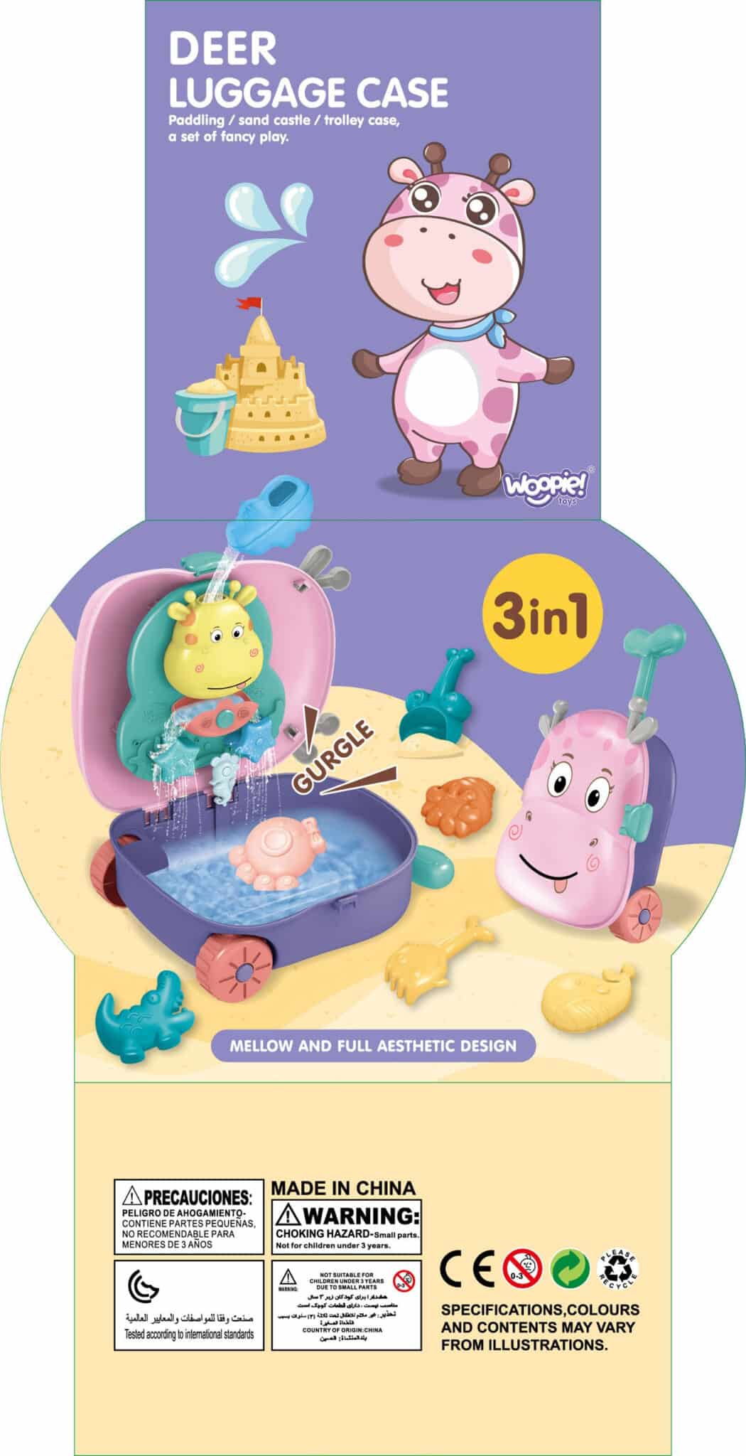 WOOPIE Zestaw do Piasku 3w1 Walizka  Jelonek + Zabawka Wodna - 012