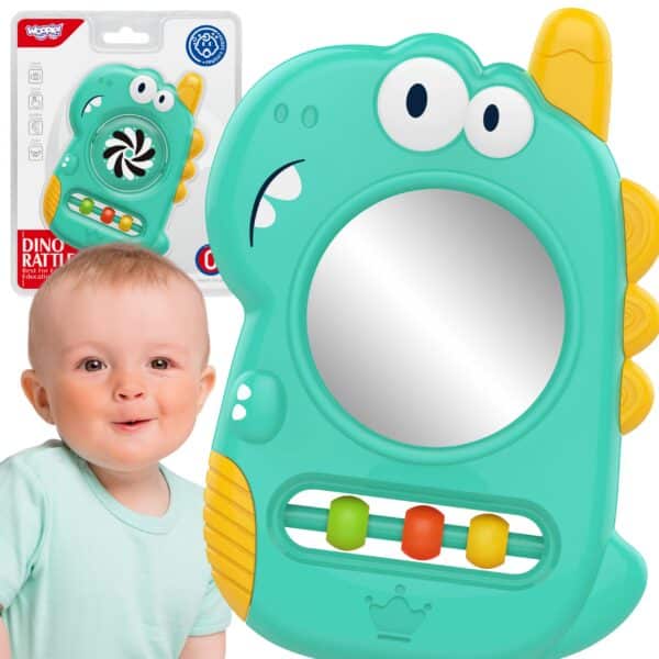 WOOPIE BABY Zabawka Sensoryczna Gryzak Lusterko Dino - 001