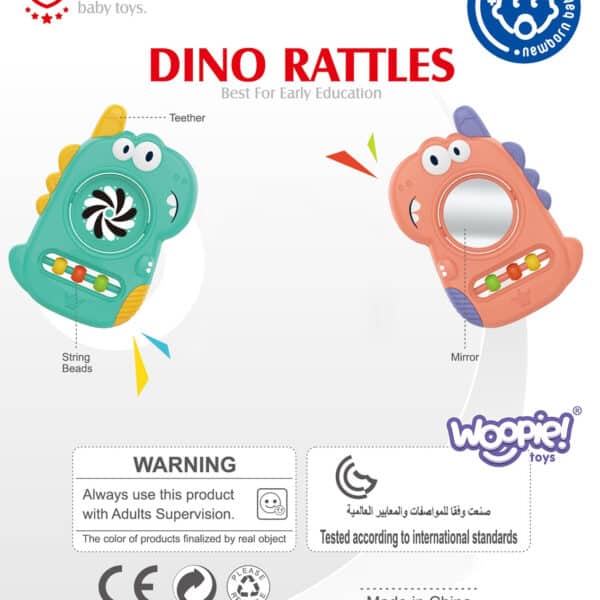WOOPIE BABY Zabawka Sensoryczna Gryzak Lusterko Dino - 010