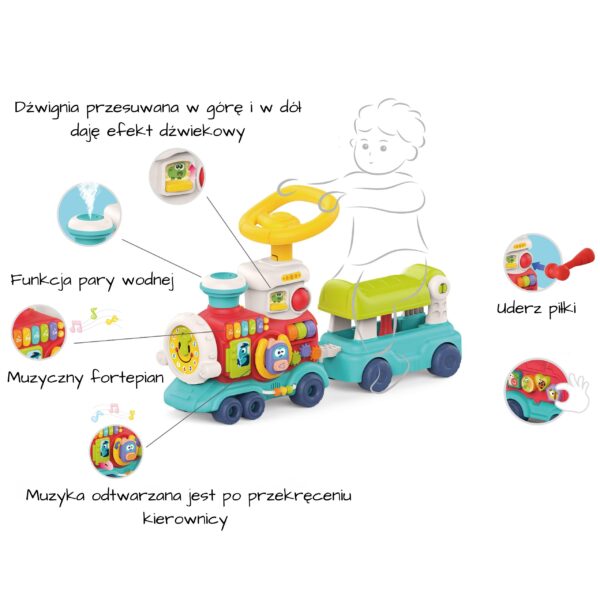 WOOPIE BABY Lokomotywa Pchacz Jeździk 2w1 Interaktywny Pociąg - 004