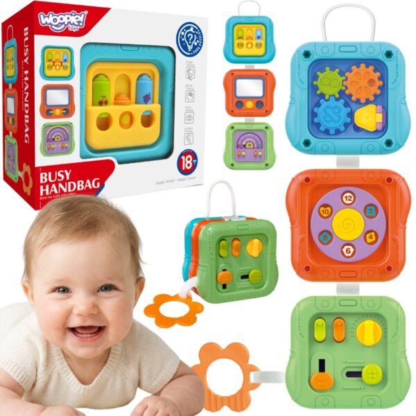 WOOPIE BABY Kostka Sensoryczna Manipulacyjna 6w1 Edukacyjna Zabawka Interaktywna - 001