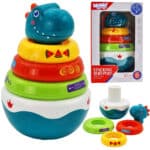 WOOPIE BABY Zabawka Sensoryczna Dino Układanka Piramidka dla Niemowląt - 001