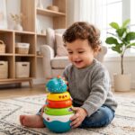WOOPIE BABY Zabawka Sensoryczna Dino Układanka Piramidka dla Niemowląt - 002