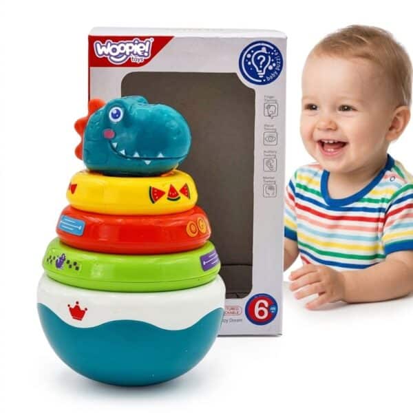 WOOPIE BABY Zabawka Sensoryczna Dino Układanka Piramidka dla Niemowląt - 009