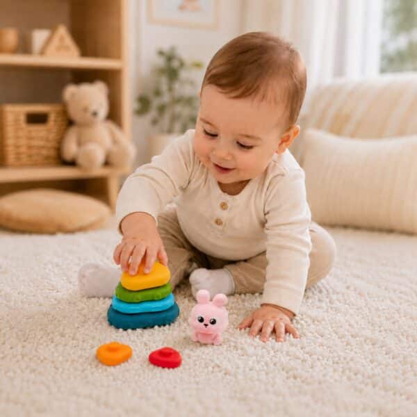 WOOPIE BABY Piramidka Sensoryczna Wieża Sorter Króliczek 6m+ - 002