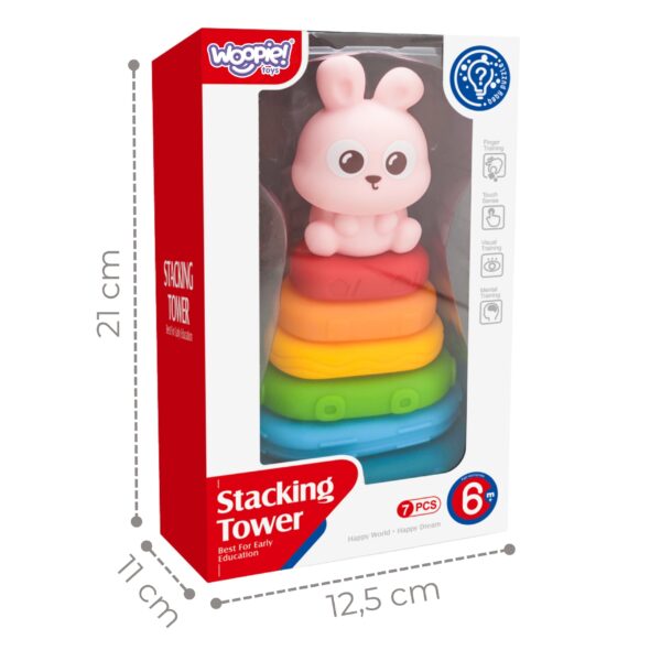 WOOPIE BABY Piramidka Sensoryczna Wieża Sorter Króliczek 6m+ - 004