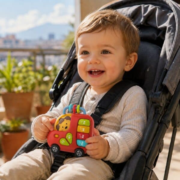 WOOPIE BABY Pianinko Interaktywne Autobus Lew Muzyczne Organki Dźwięki Światła 18m - 003