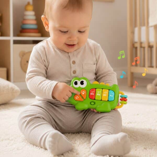 WOOPIE BABY Pianinko Interaktywne Krokodyl Organki Muzyczne Dźwięki Światło 18m+ - 002