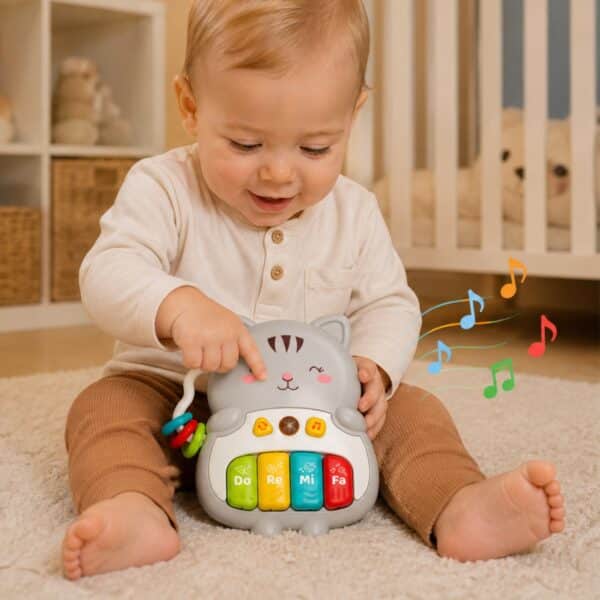 WOOPIE BABY Pianinko Interaktywne Kotek Muzyczne Organki Dźwięki Światło 18m+ - 002