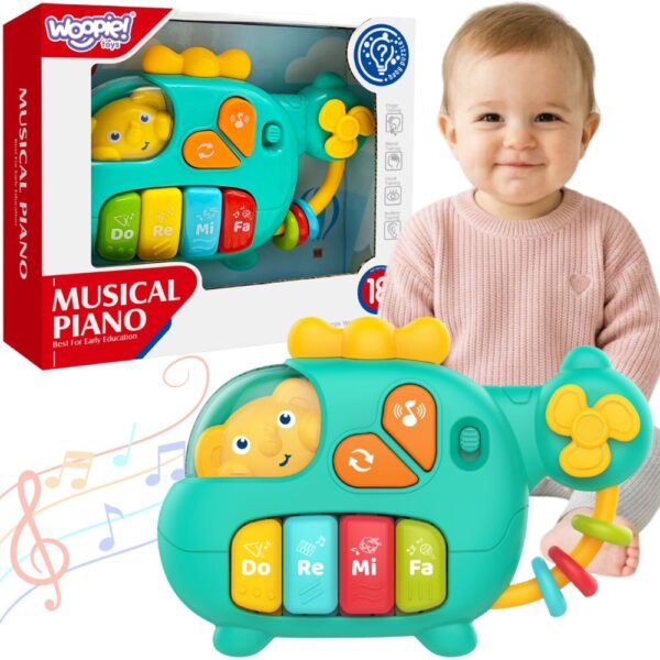 WOOPIE BABY Pianinko Interaktywne Helikopter Słoń Muzyczne Dźwięki 18m+ - 001