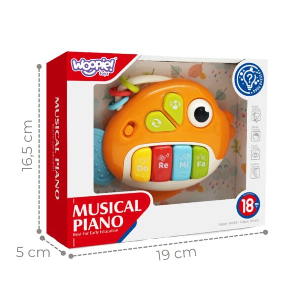 WOOPIE BABY Pianinko Interaktywne Rybka Organki Muzyczne Dźwięki Światło 18m+ - 004