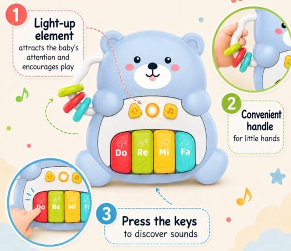 WOOPIE BABY Pianinko Interaktywne Muzyczny Miś 1 el. - 004