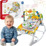 WOOPY BABY Leżaczek Bujaczek Interaktywny Z Wibracjami I Pałąkiem Wielokolorowy - 001