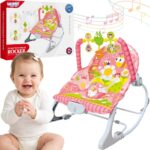 WOOPIE BABY Leżaczek Bujaczek Z Wibracjami I Pałąkiem Różowy - 001