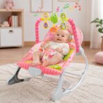 WOOPIE BABY Leżaczek Bujaczek Z Wibracjami I Pałąkiem Różowy - 002