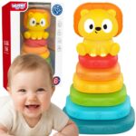 WOOPIE BABY Piramidka Sensoryczna Wieża Układanka Lew 6m+ - 001