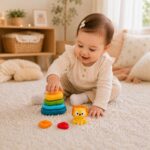 WOOPIE BABY Piramidka Sensoryczna Wieża Układanka Lew 6m+ - 004