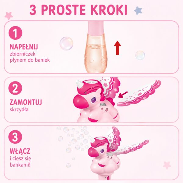 WOOPIE Maszynka do Baniek Jednorożec Pistolet Automat Bańki Mydlane Różdżka - 003