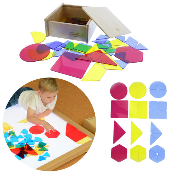 Kolorowe kształty geometryczne Masterkidz - Zestaw na stół świetlny - 001