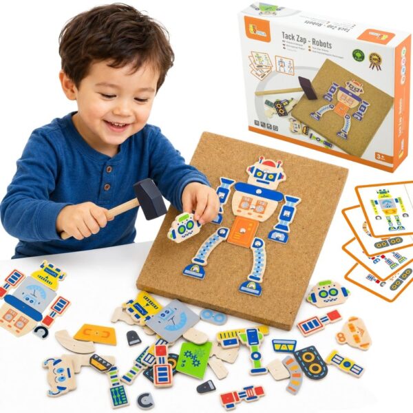 Przybijanka korkowa Roboty zestaw Montessori - Viga Toys 45 el.