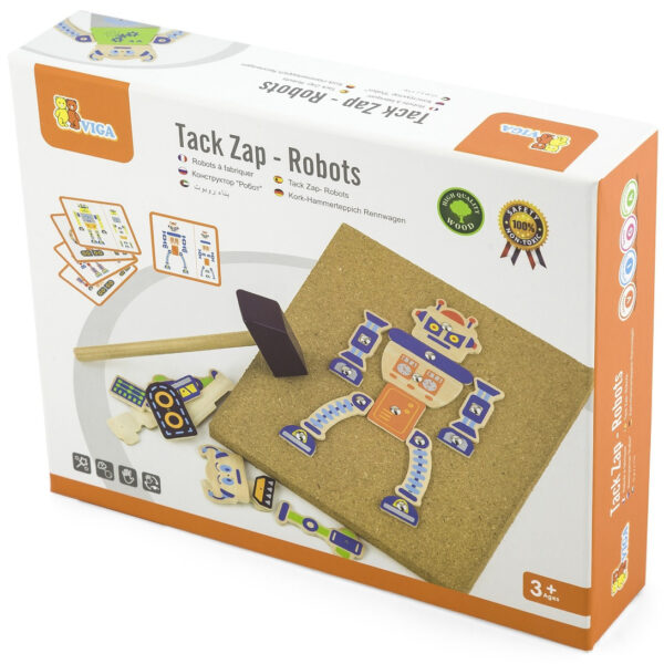 Przybijanka korkowa Roboty zestaw Montessori - Viga Toys 45 el. - 014