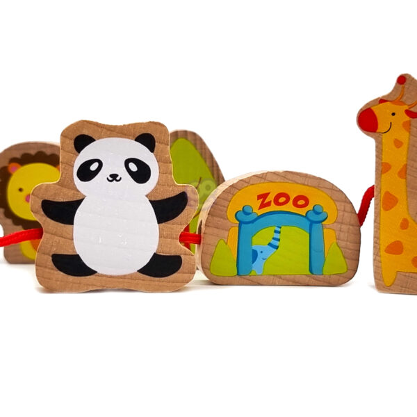 Zestaw do nawlekania zwierzątka zoo drewniane figurki - Classic World - 011