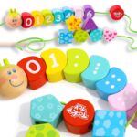 Drewniane klocki do nawlekania gąsienica nauka liczenia 20 el. - Tooky Toy - 001