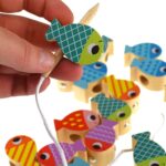 Edukacyjna gra zręcznościowa 4w1 wieloryb i rybki drewniana - Tooky Toy - 007
