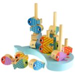 Edukacyjna gra zręcznościowa 4w1 wieloryb i rybki drewniana - Tooky Toy - 010