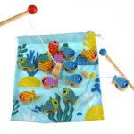 Edukacyjna gra zręcznościowa 4w1 wieloryb i rybki drewniana - Tooky Toy - 011