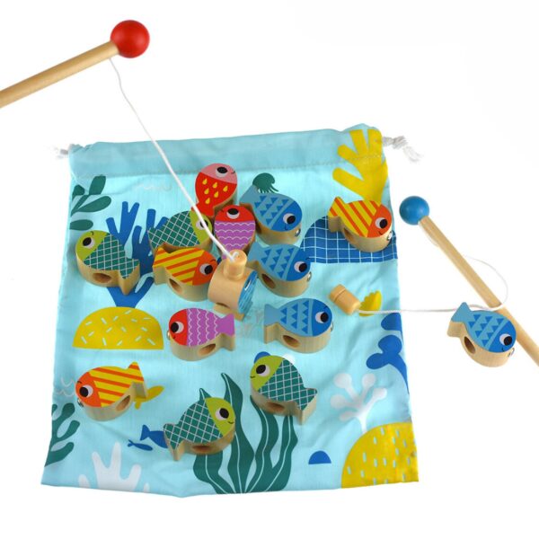 Edukacyjna gra zręcznościowa 4w1 wieloryb i rybki drewniana - Tooky Toy - 011