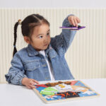 Drewniana tablica manipulacyjna klamry zamki magik Montessori - Viga - 004