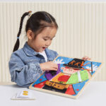 Drewniana tablica manipulacyjna klamry zamki magik Montessori - Viga - 005