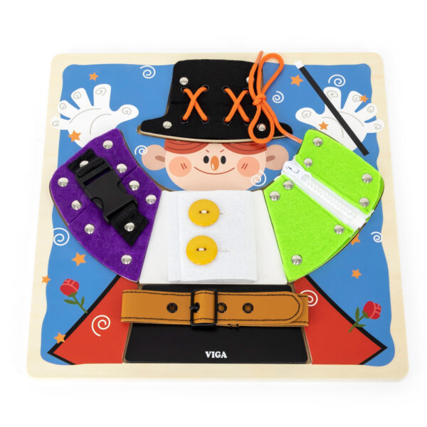 Drewniana tablica manipulacyjna klamry zamki magik Montessori - Viga - 008