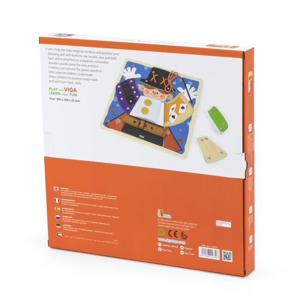 Drewniana tablica manipulacyjna klamry zamki magik Montessori - Viga - 013