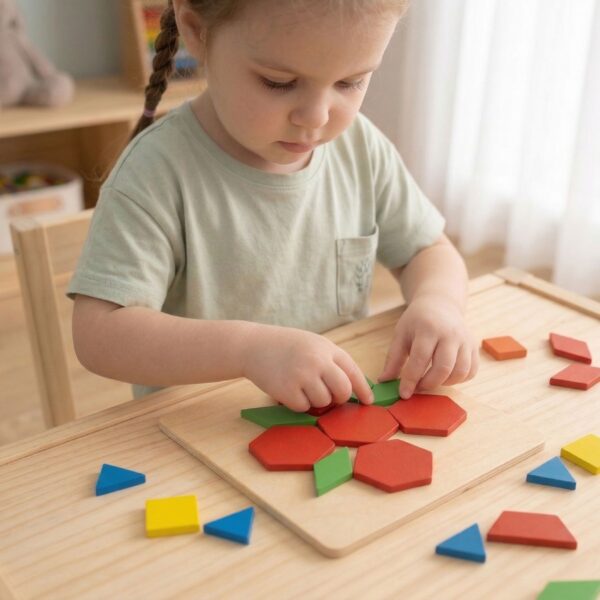 VIGA Drewniana Mozaika Geometryczna Klocki Dienesa Układanka Logiczna Montessori148 el - 003