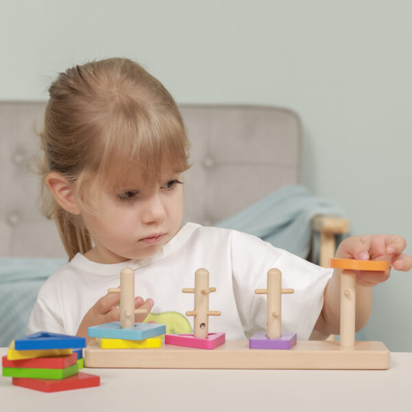 VIGA Drewniane klocki z sorterem kształtów Montessori - 002