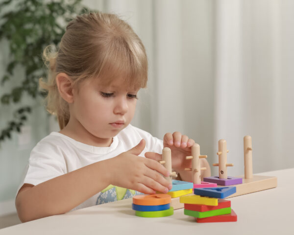 VIGA Drewniane klocki z sorterem kształtów Montessori - 004