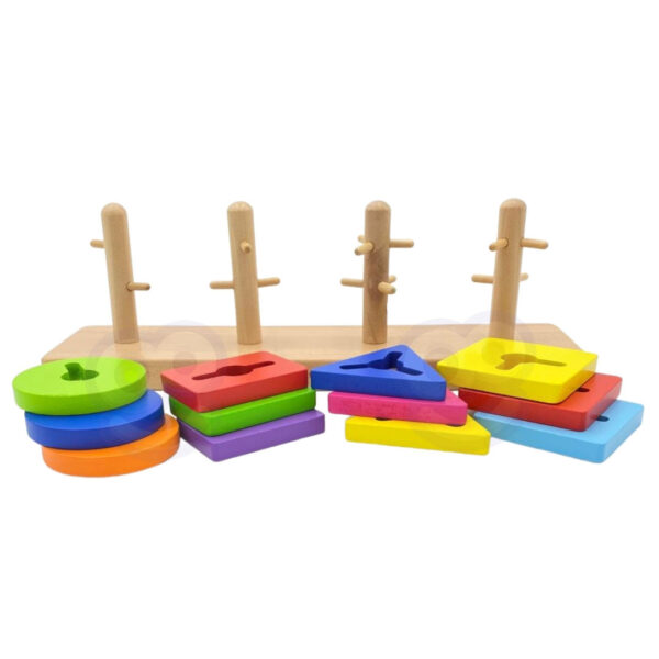 VIGA Drewniane klocki z sorterem kształtów Montessori - 008